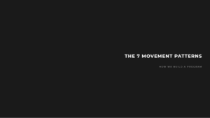 Dark charcoal graphic with the title The 7 Movement Patterns and the label How We Build a Program